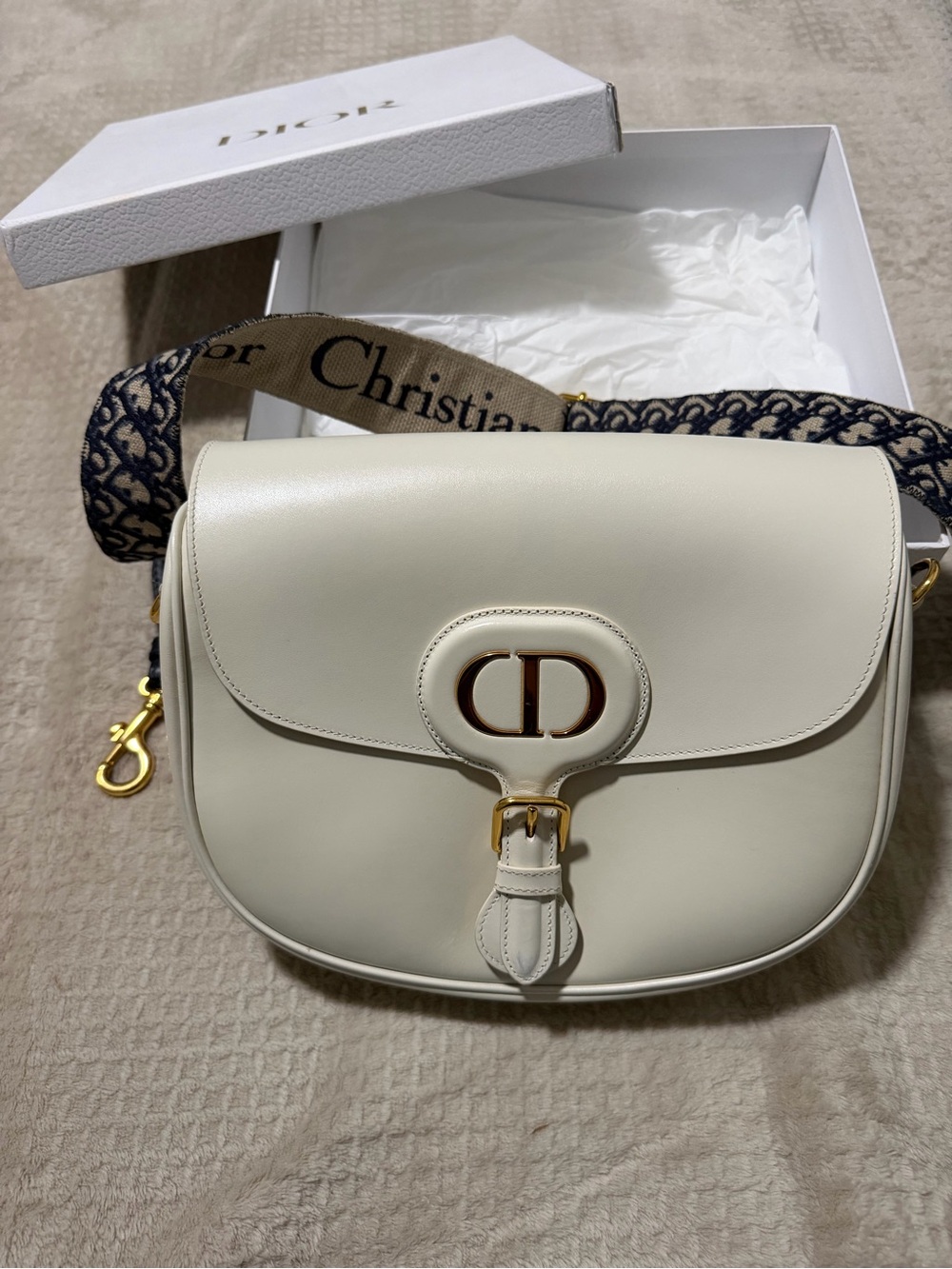 Dior Bobby Bag with Blue Dior Oblique Embroidered Shoulder Strap